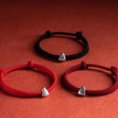 Adjustable Hand-Braided S925 Sterling Silver Fu Bracelet — Blessing & Strength