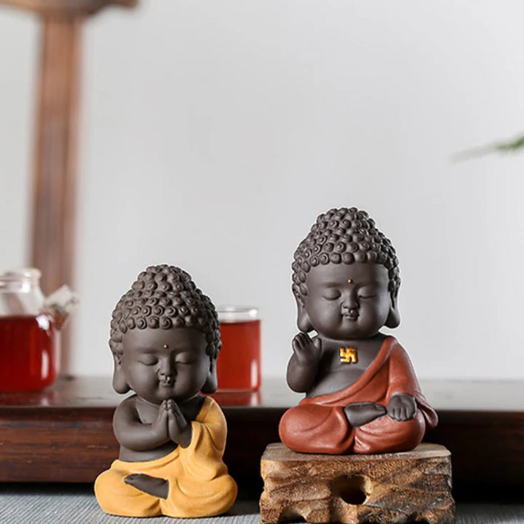 Purple Clay & Ceramic Meditating Buddha Statue – Elegant and Lifelike | Zen Ara Grove