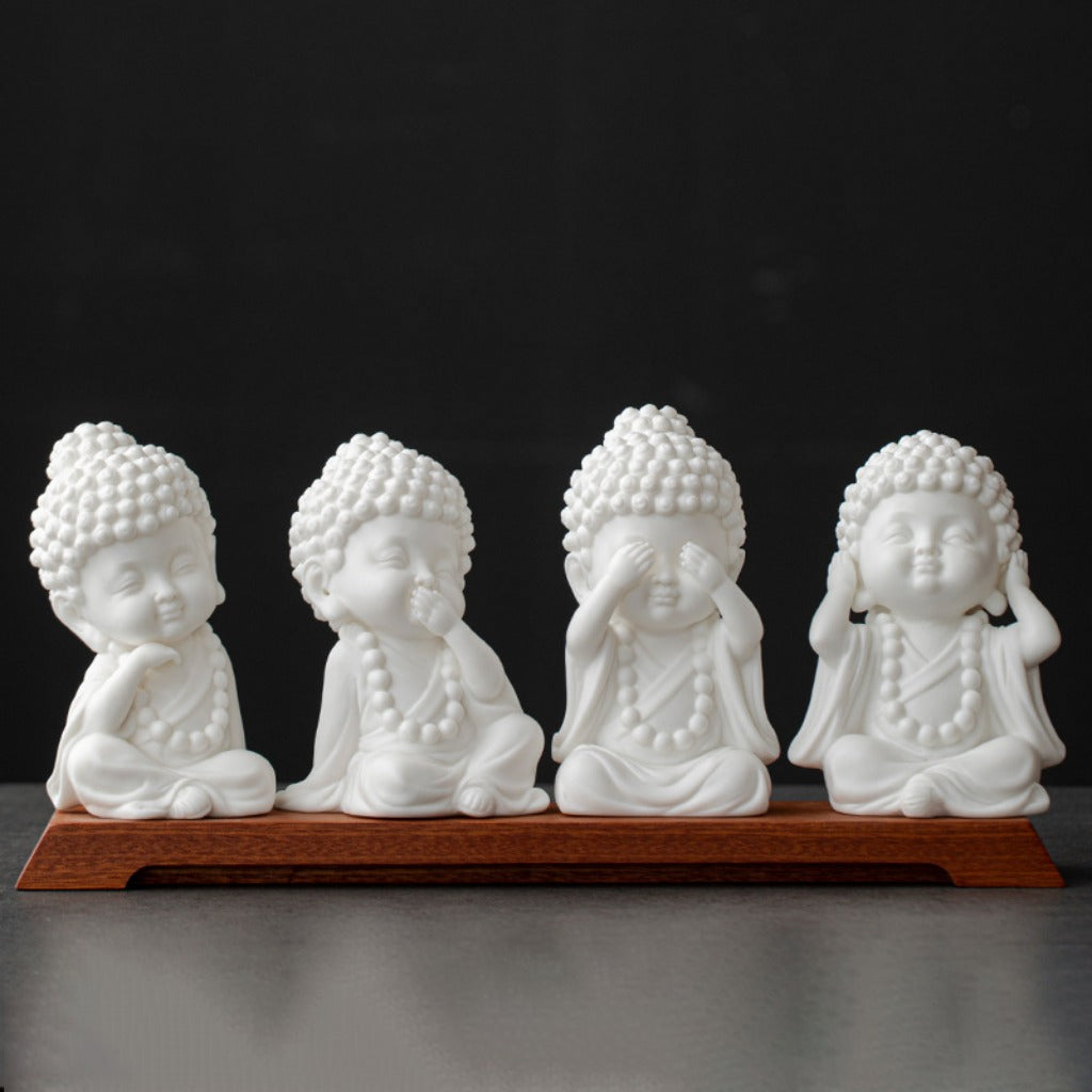 Ceramic Buddha Figurine – Zen Mini Tathagata with Four Noble Reminders | Zen Ara Grove