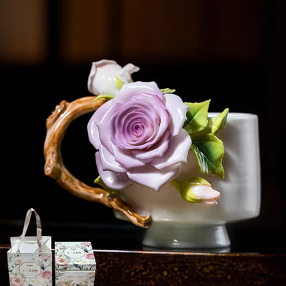 Limited Time Offer · Handcrafted Heritage Porcelain Cup – Magnolia Blossoms Growing from the Surface | Zen Ara Grove