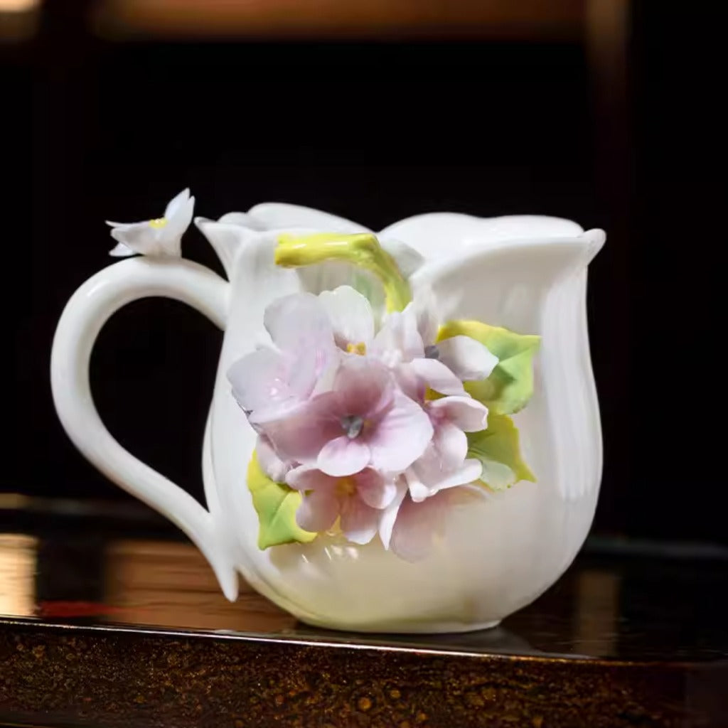 Handcrafted Ceramic Cup with Gourd Blossom – Living Art on Your Teacup | Zen Ara Grove