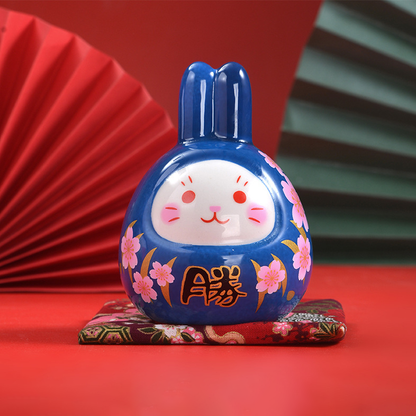 Lucky Rabbit Ceramic Figurine – Red Charm for Good Fortune | Zen Ara Grove