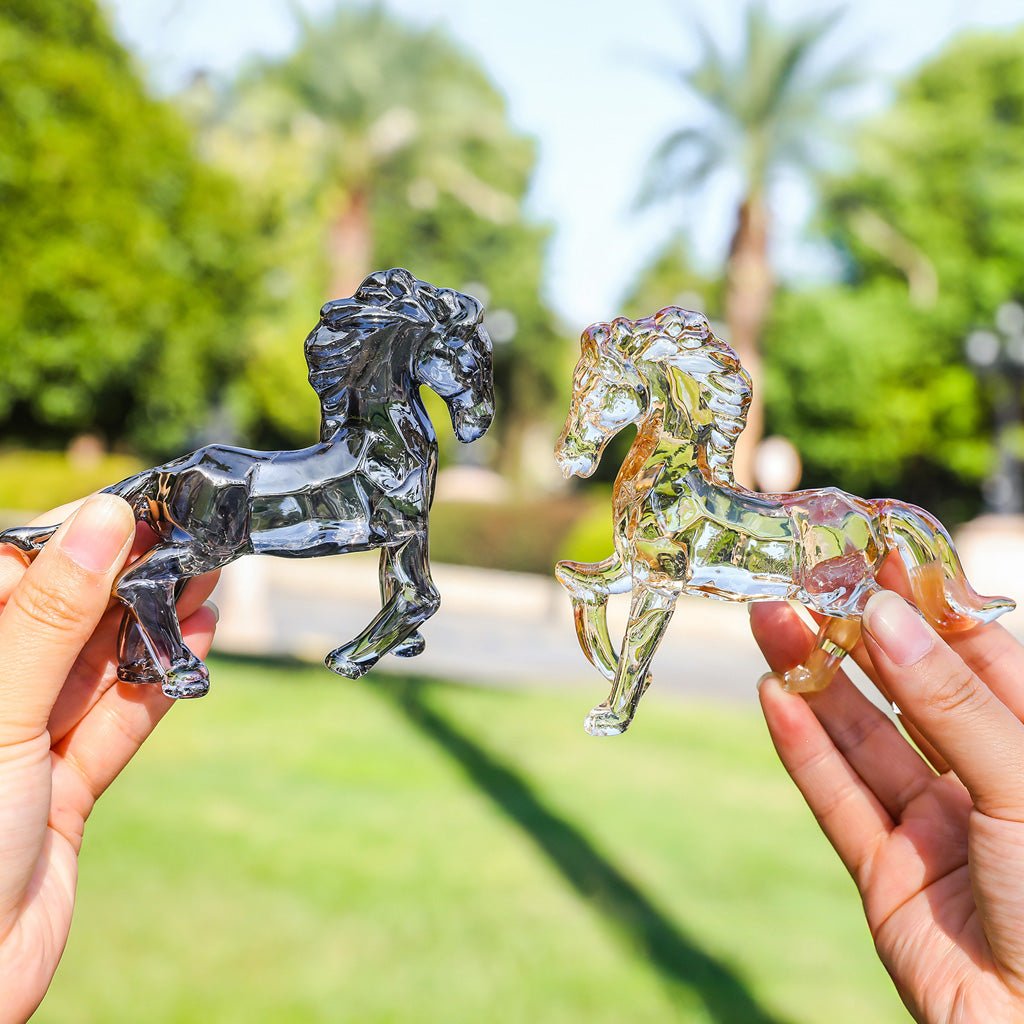 Handcrafted Crystal Glass Horse Ornament – Capturing Movement, Spirit, and Balance | Zen Ara Grove