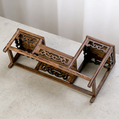 Handcrafted Macassar Ebony Tiered Display Stand – Elegant Heritage for Tea Sets, Bonsai & Collectibles | Zen Ara Grove