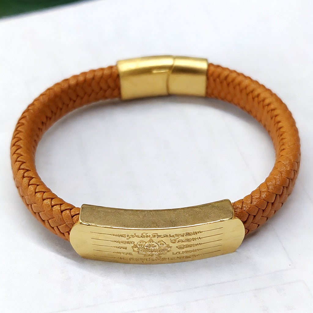 Orange Taisui Talisman Titanium Bracelet – Symbol of Protection and Courage | Zen Ara Grove