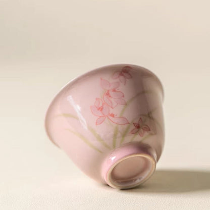 Pink Hand-Painted Magnolia Ceramic Teacup – Artistic Color Glaze Drinkware | Zen Ara Grove