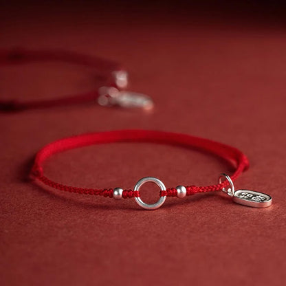 Adjustable Red Cord Bracelet or Anklet with Symbolic Charms — Good Wishes