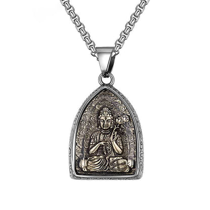Titanium Steel Eight Buddhas Pendant｜Protection & Wisdom On-the-Go