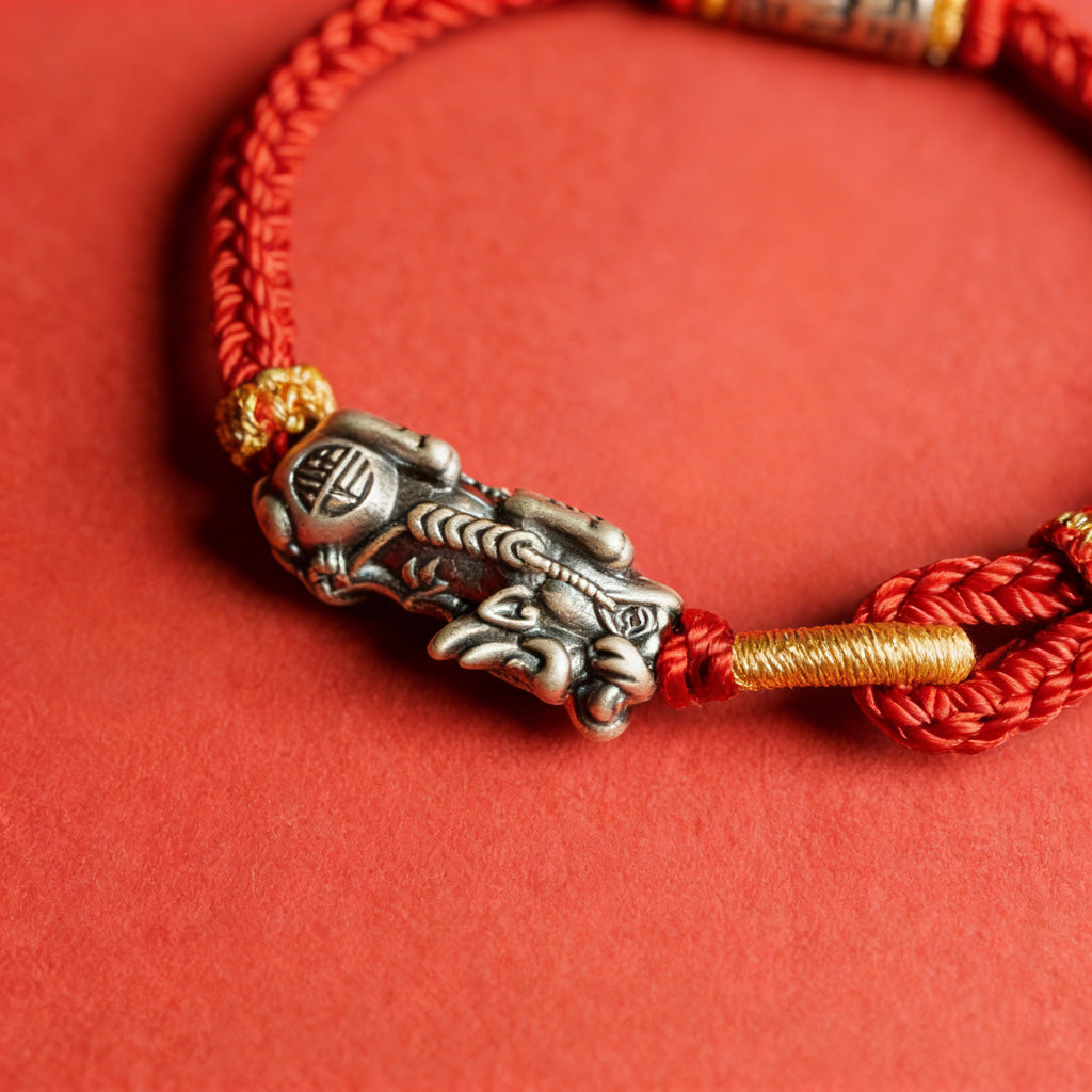 S925 Pixiu Red Rope Bracelet — Meaning of Prosperity | Zen Ara Grove