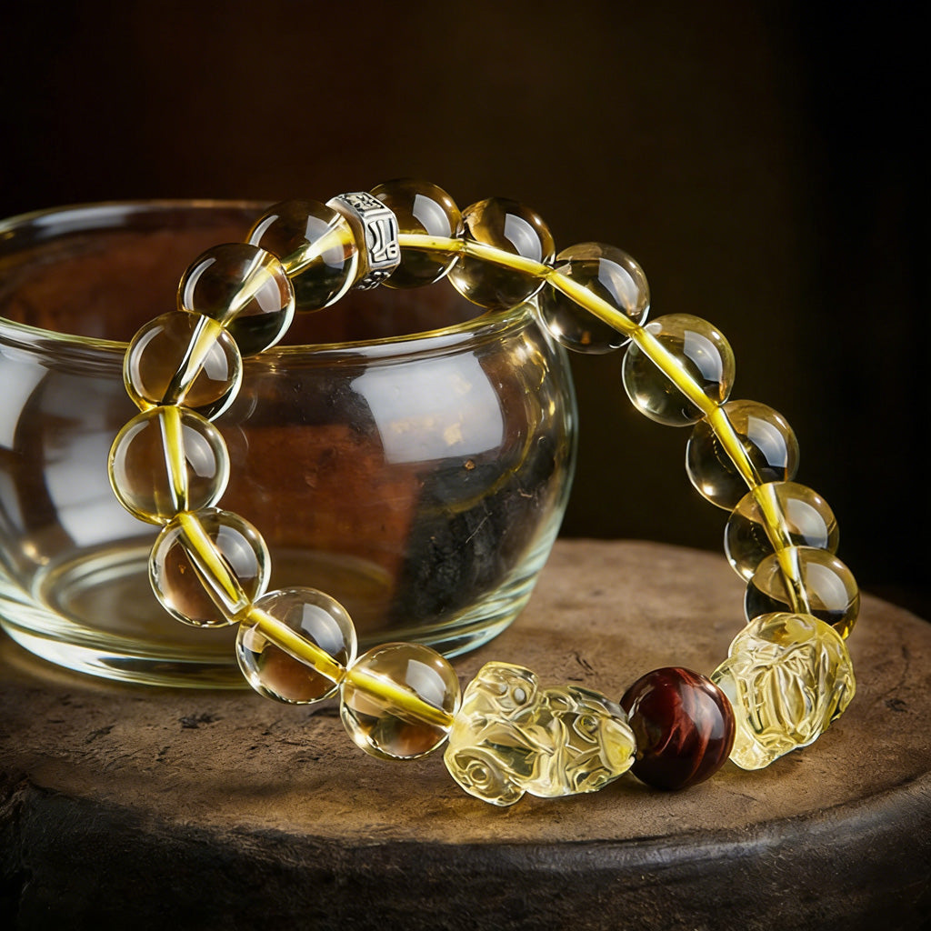 Yellow Citrine Double Pixiu Bracelet — Meaning of Wealth & Fortune| Zen Ara Grove