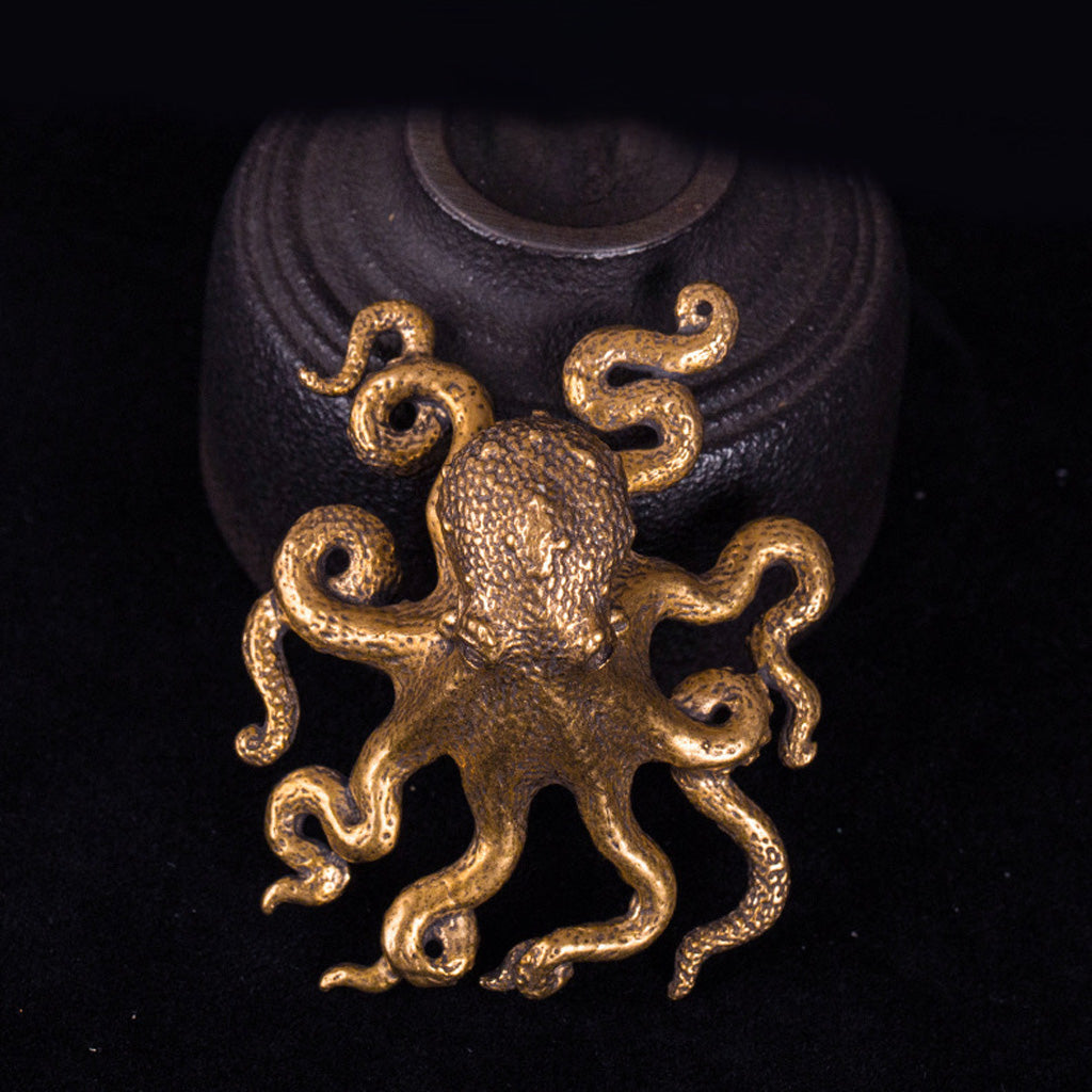 Tiny Brass Octopus Sculpture – Ocean-Inspired Charm in a Pocket Size | Zen Ara Grove