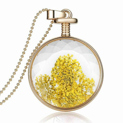 Round Real Flower Necklace – Nature’s Beauty, Forever Close | Zen Ara Grove