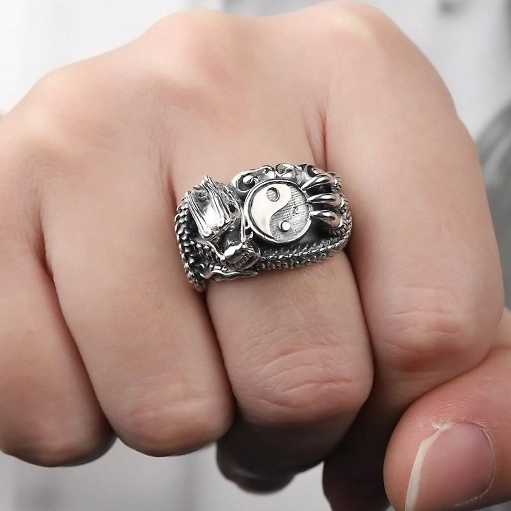Limited Time Offer ·Yin-Yang Dragon Claw Open Ring – Brass, Symbol of Balance & Prosperity | Zen Ara Grove