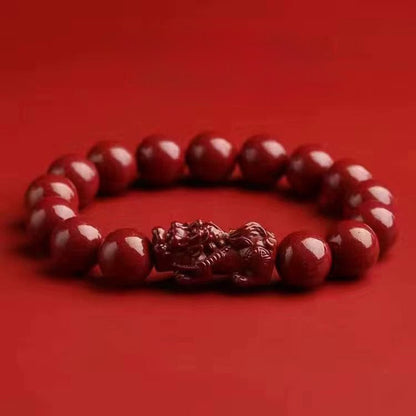 Red Cinnabar Pixiu Beaded Bracelet – Protection & Prosperity | Zen Ara Grove