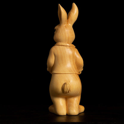 Boxwood Family Bunny Wood Sculpture – Symbol of Love & Blessing | Zen Ara Grove
