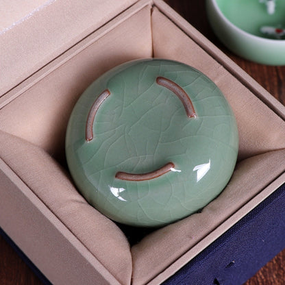 Twin Koi Celadon Crackle Teacup