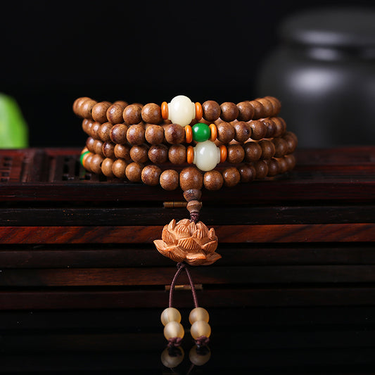 Agarwood Lotus Mala · Sacred Scented Prayer Beads