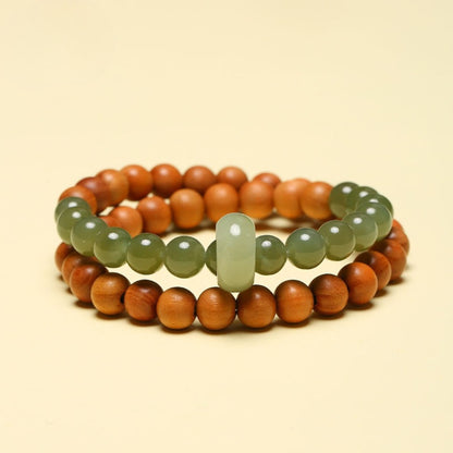 Wood & Jade Dual-Layer Mala · Bodhi Serenity