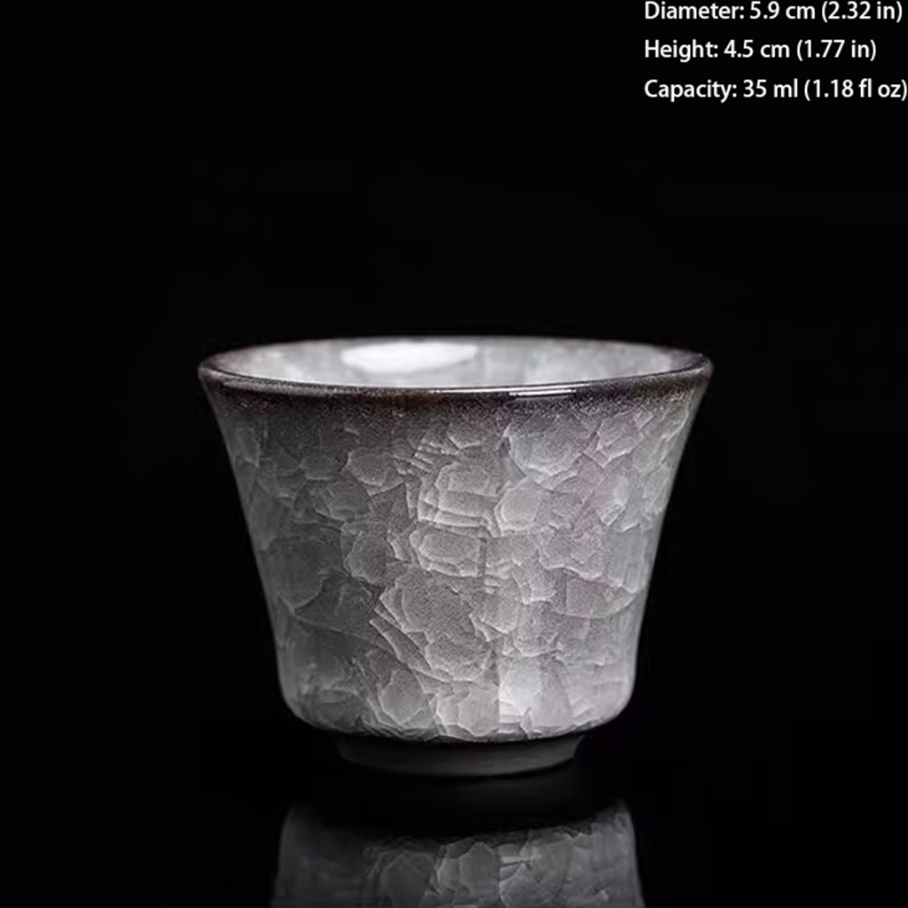 Handcrafted Ceramic Teacup with Unique Ice Crack Pattern | Zen Ara Grove