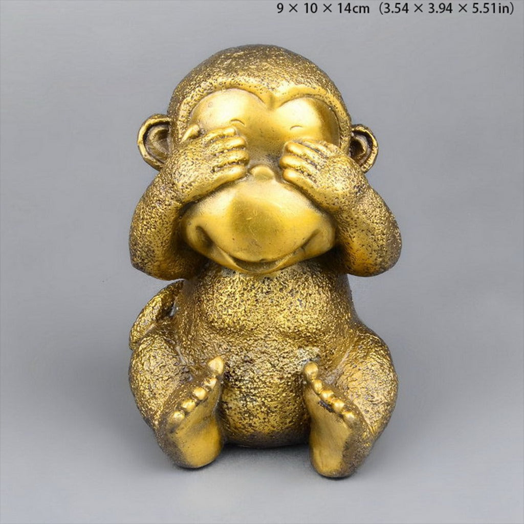 Zodiac Brass Monkey Statues – "Four-Nos" Wisdom & Mindfulness Décor | Zen Ara Grove
