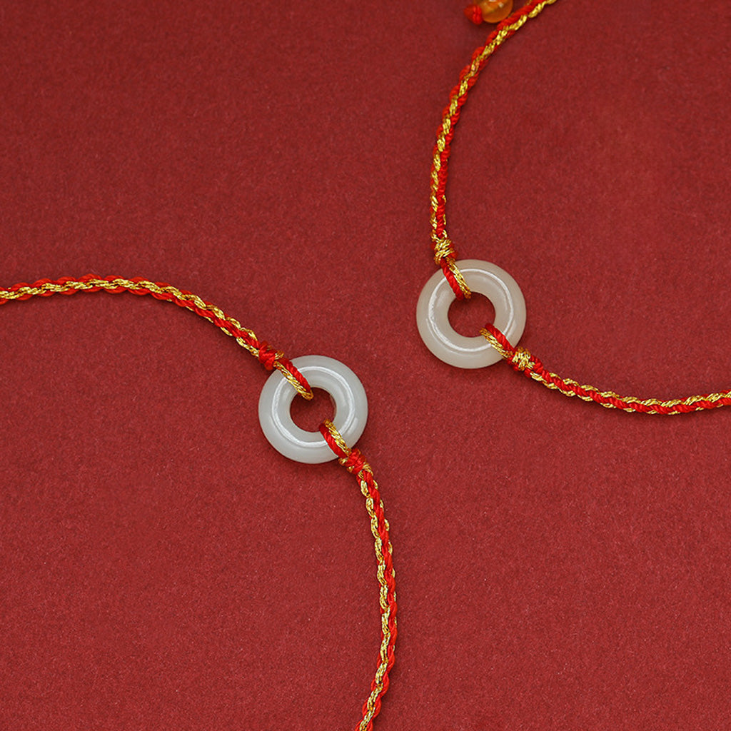 Adjustable White Hetian Jade Peace Buckle Bracelet — Peace & Safe Journeys