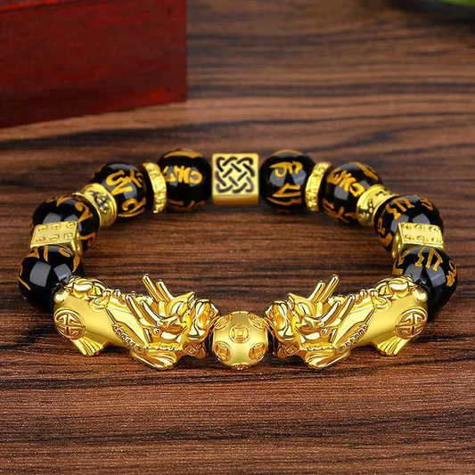 Golden Pixiu Prosperity Bracelet – Double Fortune, Timeless Style | Zen Ara Grove