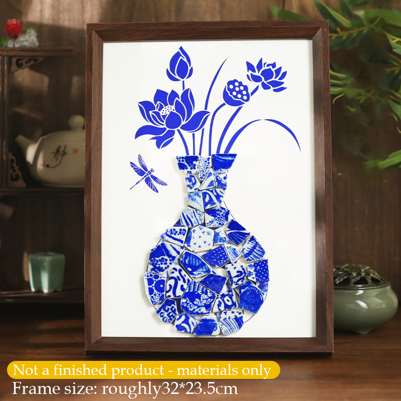 Handmade DIY Blue and White Porcelain Mosaic Ceramic Painting | Zen Ara Grove