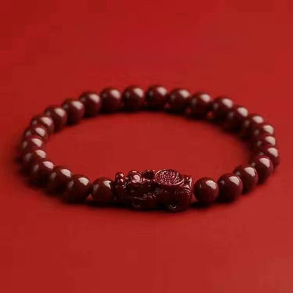 Red Cinnabar Pixiu Beaded Bracelet – Protection & Prosperity | Zen Ara Grove