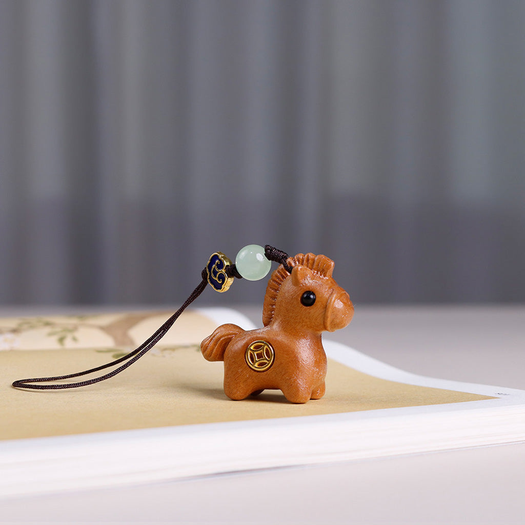 Handcrafted Wooden Horse Keychain –Luck & Protection | Zen Ara Grove