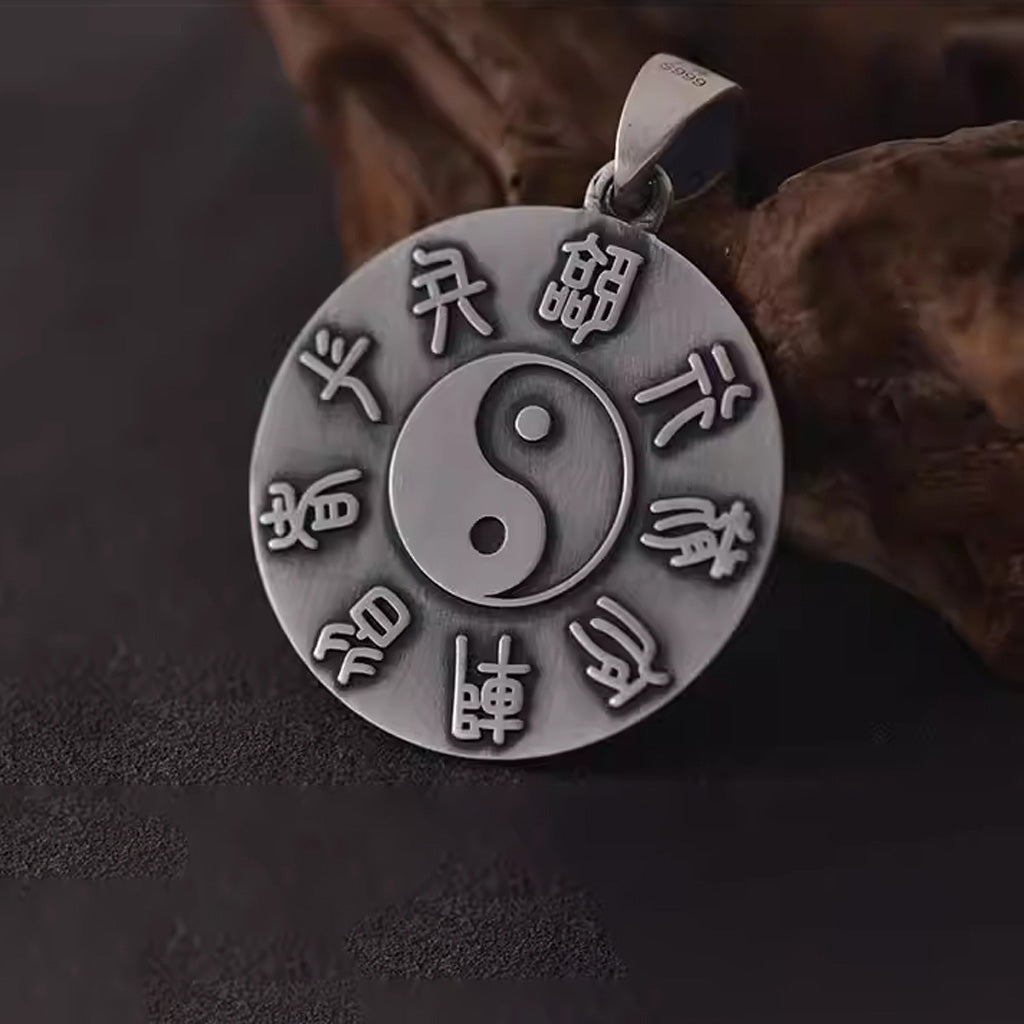 Solid 999 Fine Silver  Taiji Bagua Pendant Necklace – Symbol of Harmony and Inner Balance | Zen Ara Grove