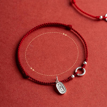 Adjustable Red Cord Bracelet or Anklet with Symbolic Charms — Good Wishes