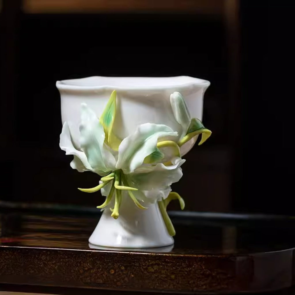 Limited Time Offer · Handcrafted Heritage Ceramic Flower Cup – Blossoms Alive on Porcelain | Zen Ara Grove