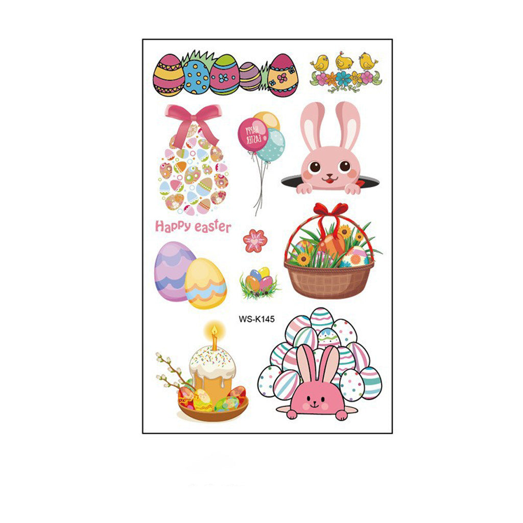 Waterproof Cartoon Rabbit and Egg Tattoo Stickers – Fun & Celebration | Zen Ara Grove