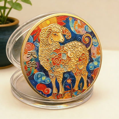 Colorful 12 Zodiac Challenge Coin Collection – Fortune & Harmony | Zen Ara Grove