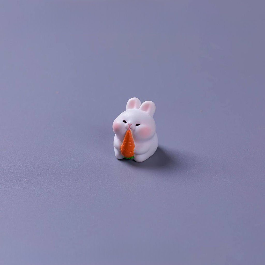 Cute Foraging Bunny Miniature Figurine – Handmade Micro Landscape Decor  | Zen Ara Grove