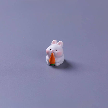 Cute Foraging Bunny Miniature Figurine – Handmade Micro Landscape Decor  | Zen Ara Grove