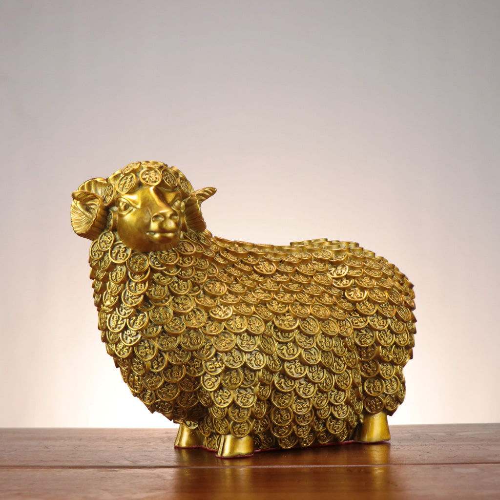 Brass Lucky Sheep Figurine – Symbol of Peace, Prosperity, and Blessings | Zen Ara Grove