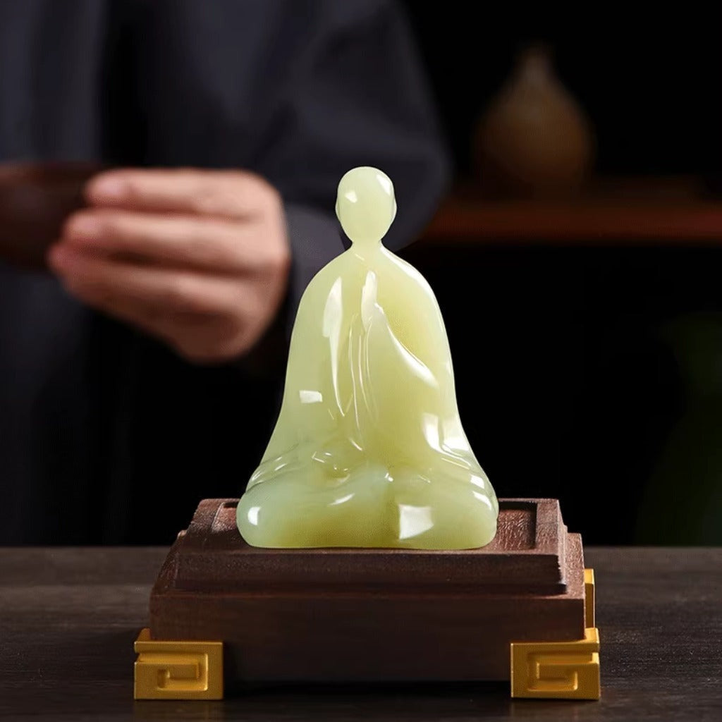 Handcrafted Jade Buddha Figurine – Minimalist Meditation Sculpture | Zen Ara Grove