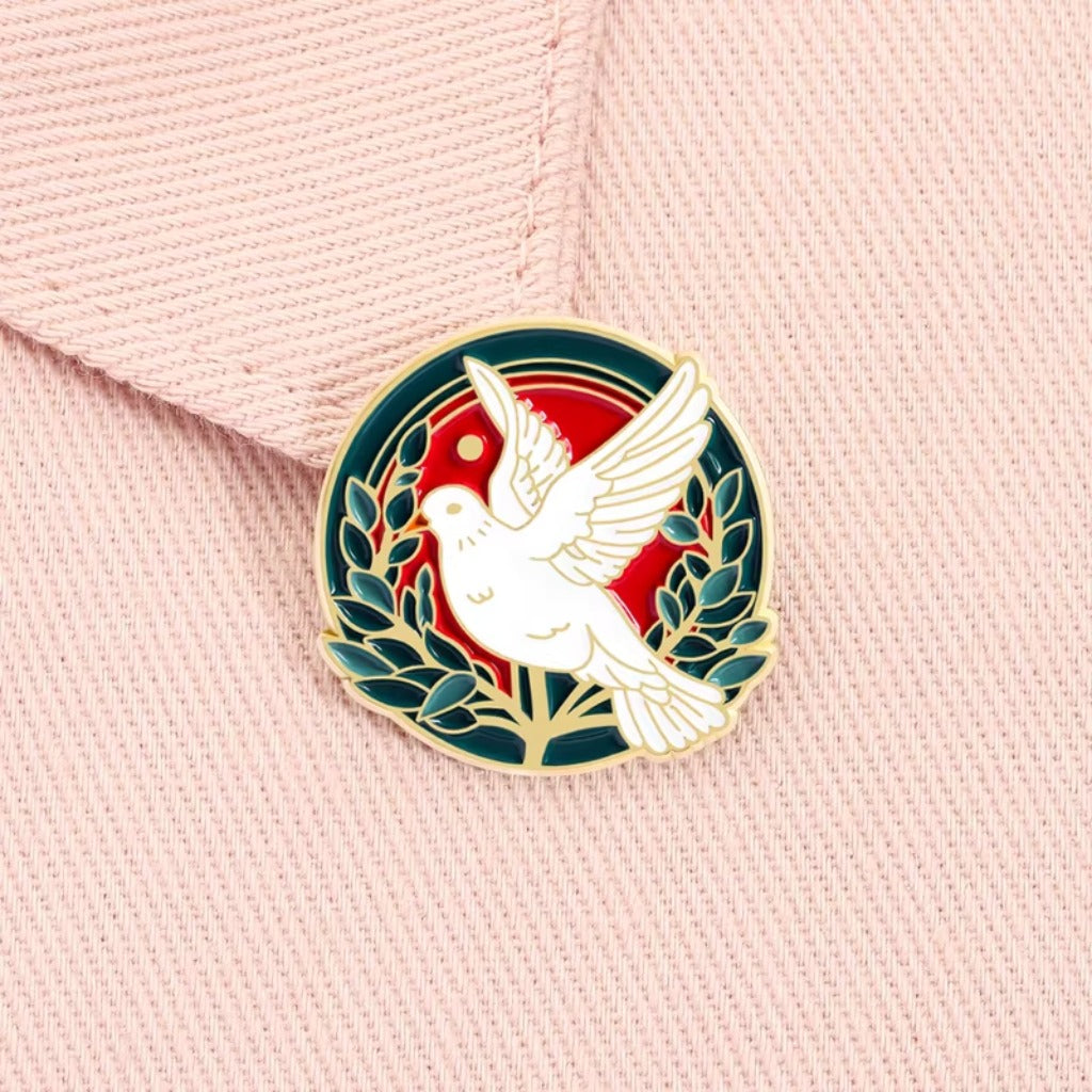 LIMITED TIME OFFER · Olive Branch Encircled Dove Brooch – Timeless Emblem of Peace and Compassion | Zen Ara Grove