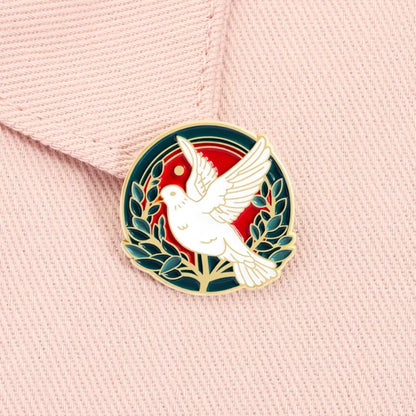 LIMITED TIME OFFER · Olive Branch Encircled Dove Brooch – Timeless Emblem of Peace and Compassion | Zen Ara Grove