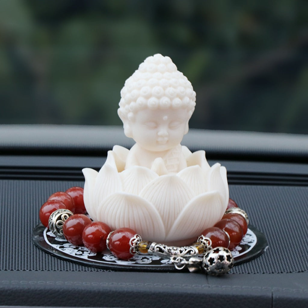 Handmade Golden Lotus Buddha Figurine – Symbol of Serenity, Wisdom & Inner Peace | Zen Ara Grove