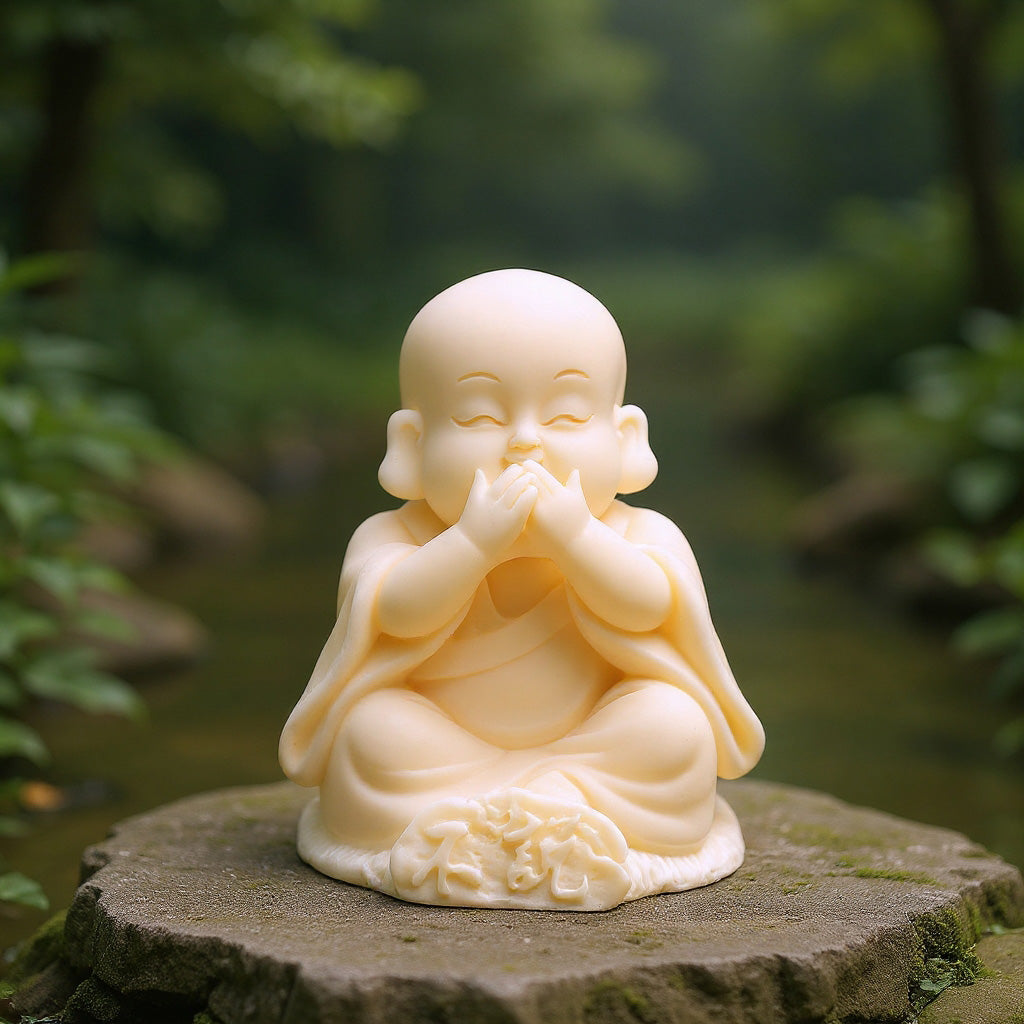 Hand-Carved Tagua Nut "The Three Little Zen Monks" Figurines | Zen Ara Grove
