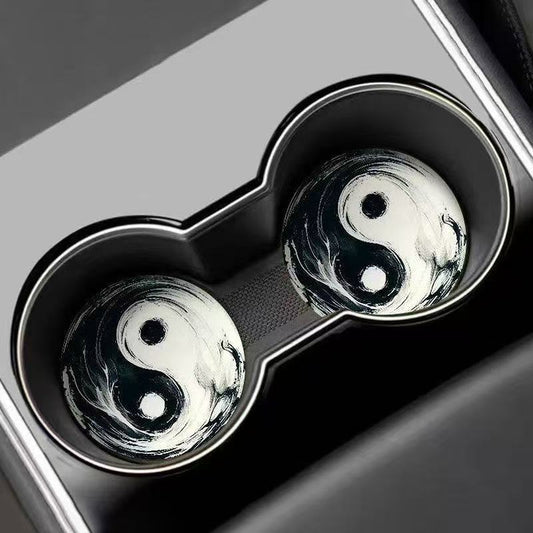 $9.99 LIMITED TIME OFFER Dual Tai Chi Yin Yang Design Car Coasters Bringing Harmony to Your Drive | Zen Ara Grove