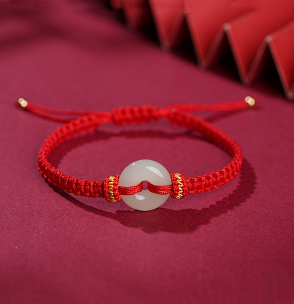 Hetian Jade Safety Knot Handwoven Bracelet – Luck & Prosperity | Zen Ara Grove