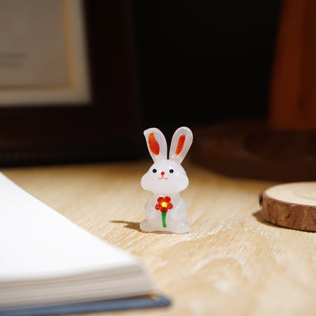 "Bunny Gathering"Handcrafted Glass Figurines – A Scene of Joy and Innocence  | Zen Ara Grove