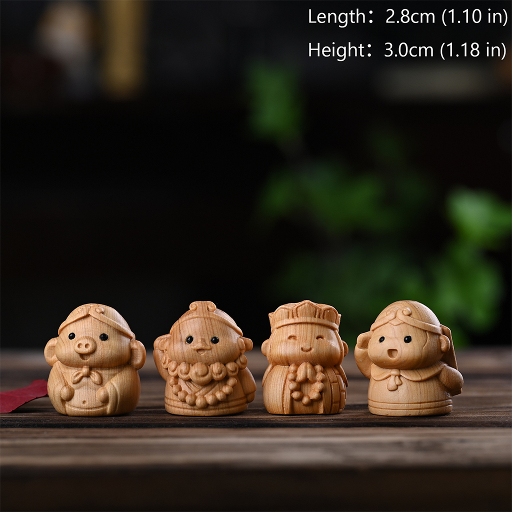 Monkey King Sun Wukong & Three Companions Cypress Wood Figurines | Zen Ara Grove