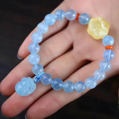Natural Aquamarine Pixiu Bracelet – The Guardian of Wealth & Fortune | Zen Ara Grove
