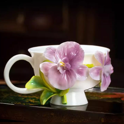 Handcrafted Heritage Porcelain Cup – Roses Blooming from the Surface | Zen Ara Grove