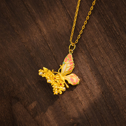 Golden Filigree Butterfly Pendant | Zen Ara Grove