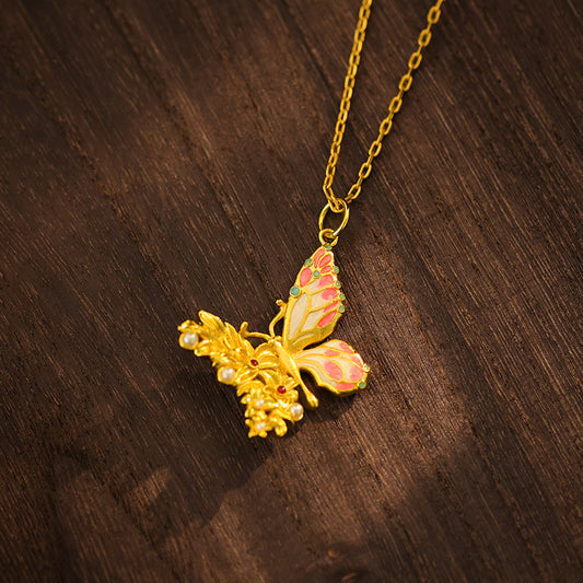Golden Filigree Butterfly Pendant | Zen Ara Grove